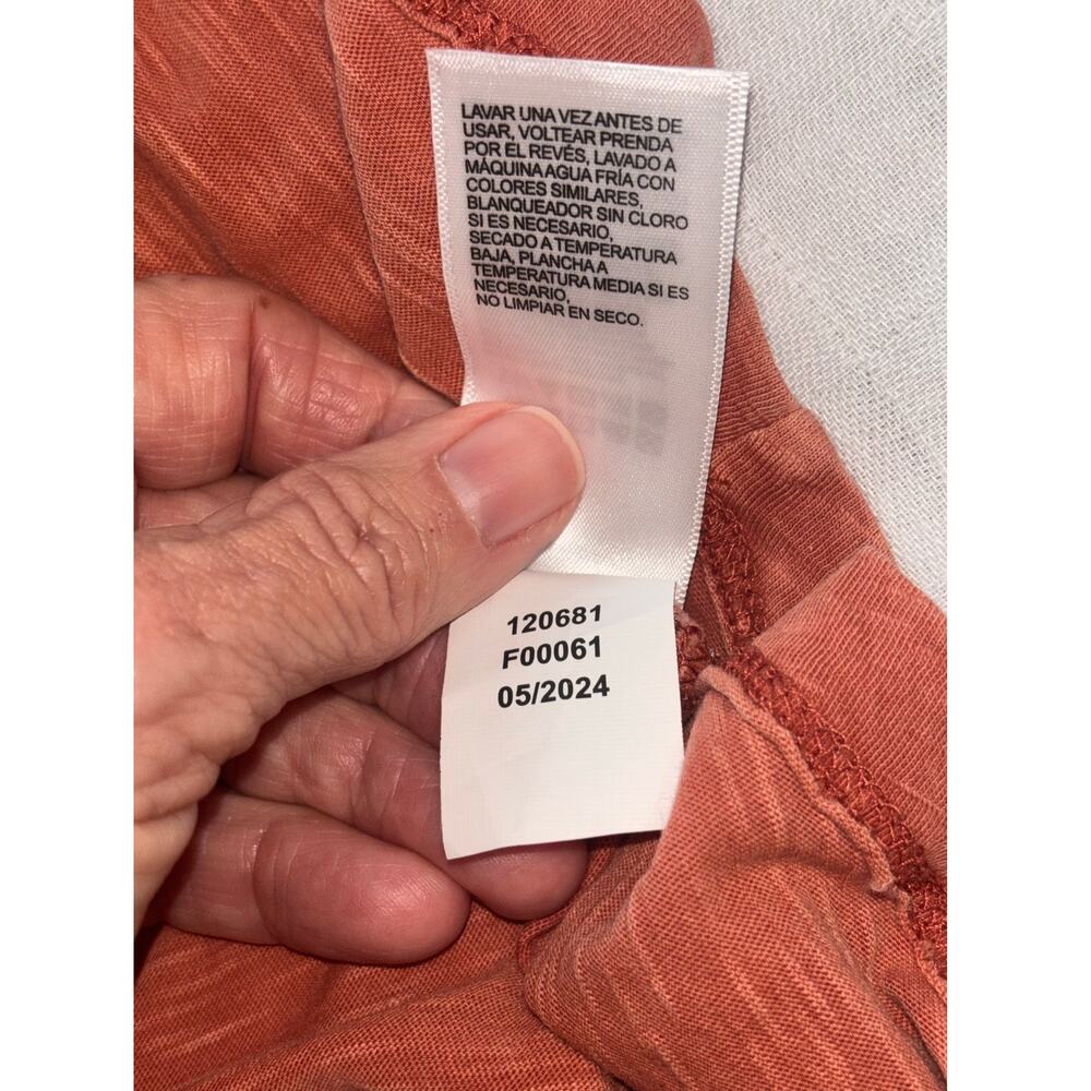 EUC Lucky Brand embroidered peasant style short sleeves, faded brick color, Med - Picture 6 of 8